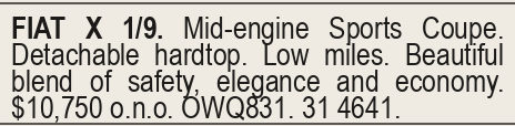 Newspaper advertisement, 1977-03-19