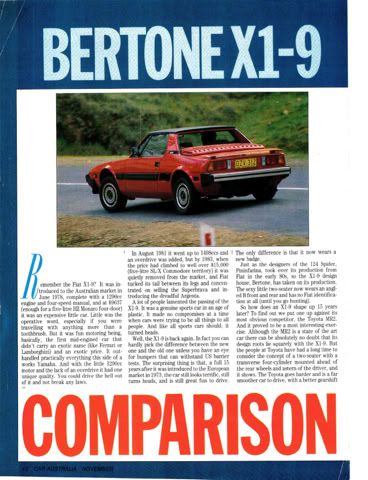 Car Australia magazine X1/9 vs MR2 comparison