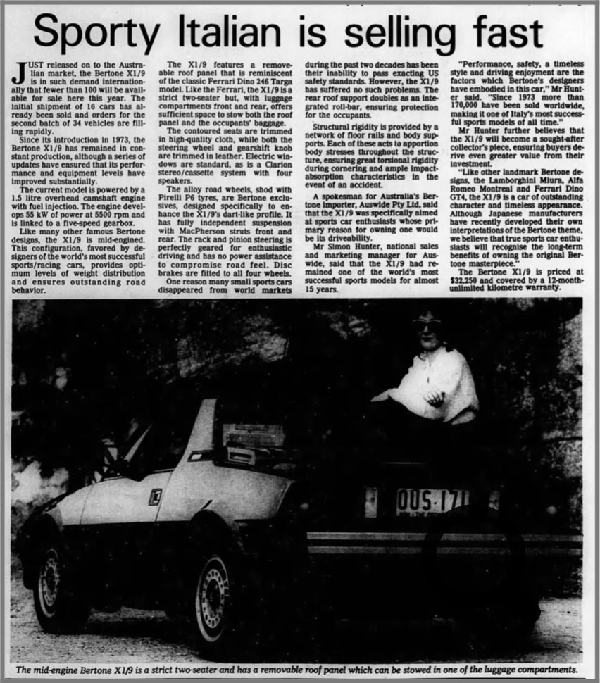Sporty Italian selling fast - The Age November 1988